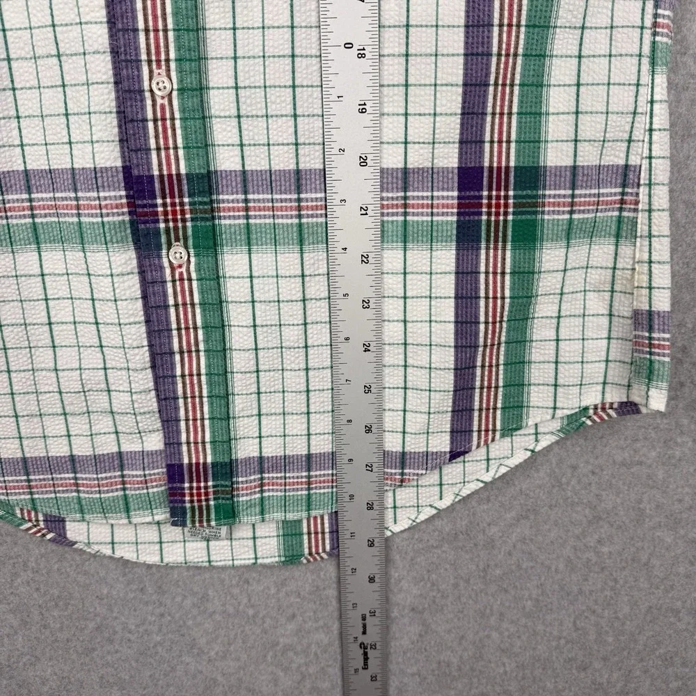 Polo Ralph Lauren Shirt Mens Medium White Green‎ Label Seersucker Preppy Cotton